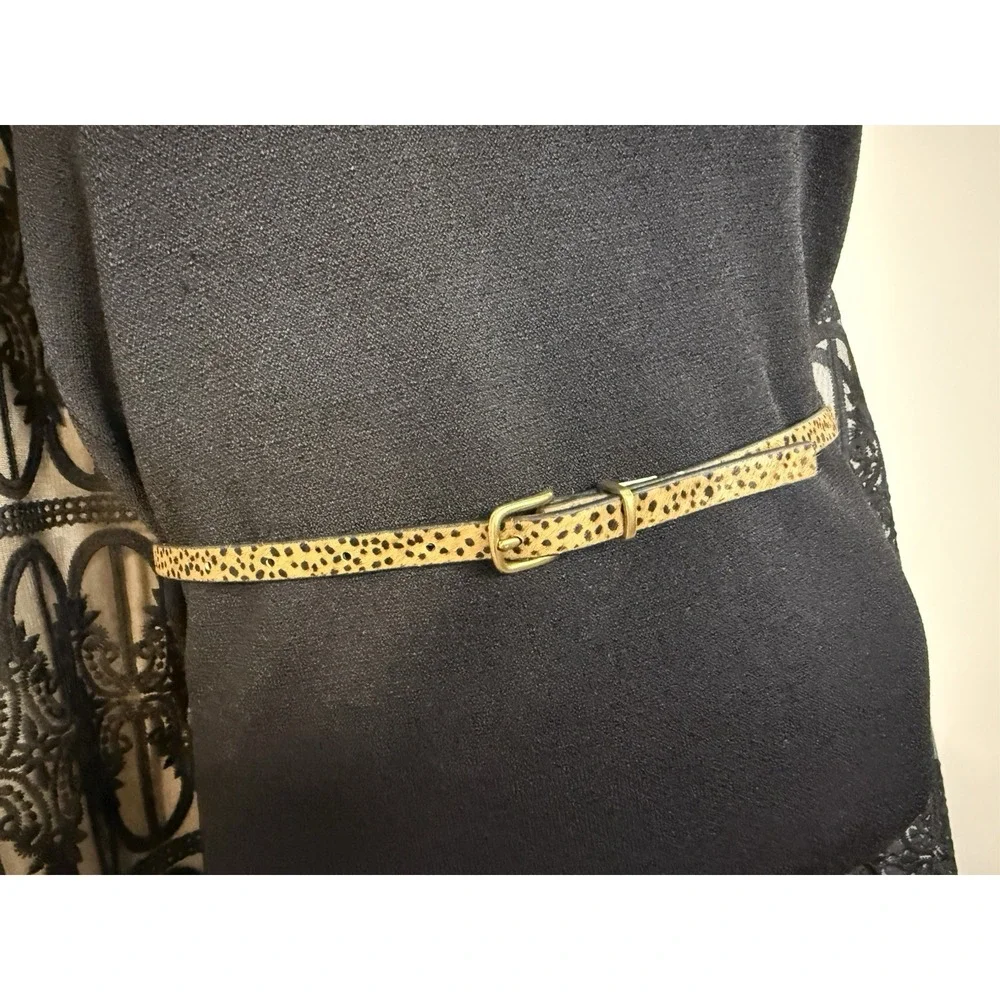 Vintage XSkinny Belt Gold Buckle Leopard Calf Hair Leather‎ Brown Tan XS 26